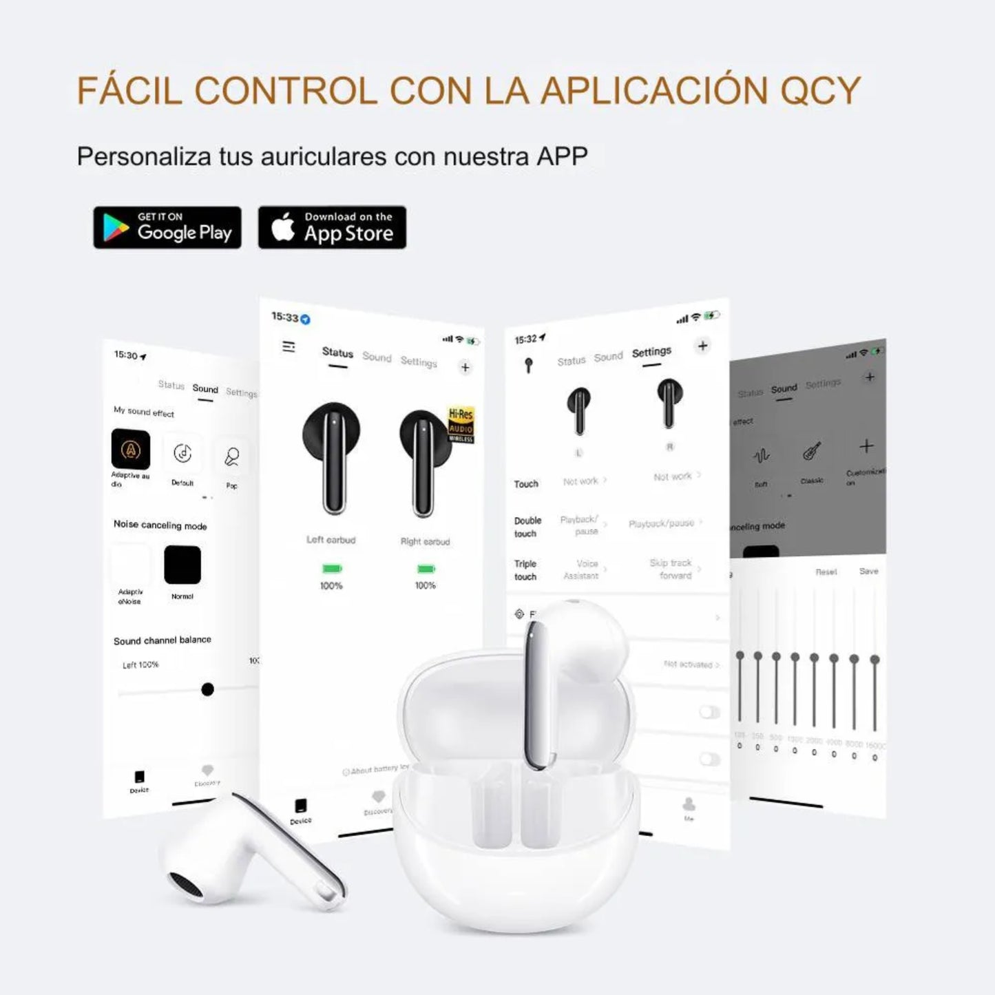 Audífono QCY Ailybuds Pro ANC Blanco 30h Hi-Res Bluetooth ENC