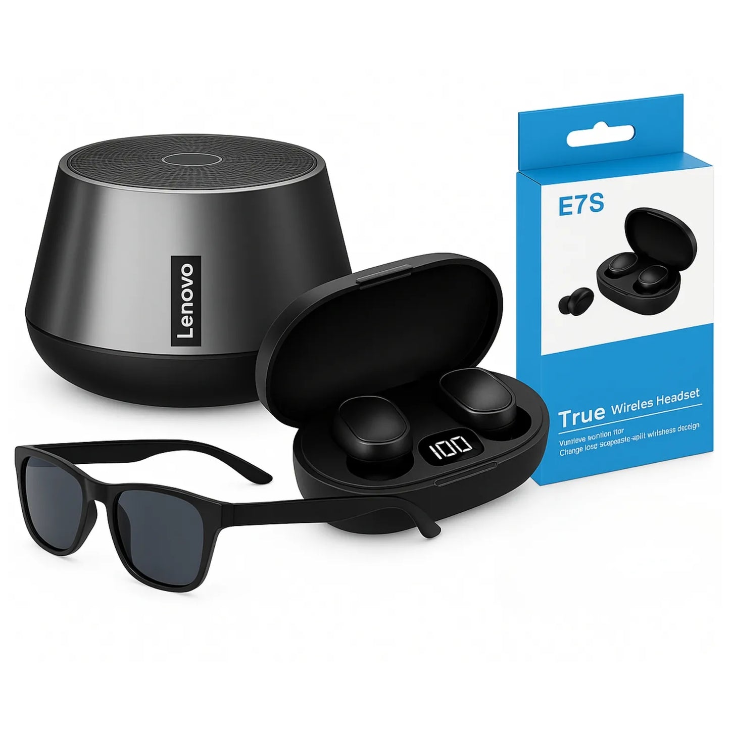 Parlante Lenovo K3 Pro + Audifonos E7s + Lentes - Beneficios