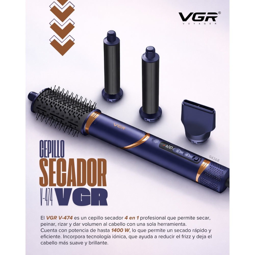 Cepillo Voluminizador VGR V-474 Azul