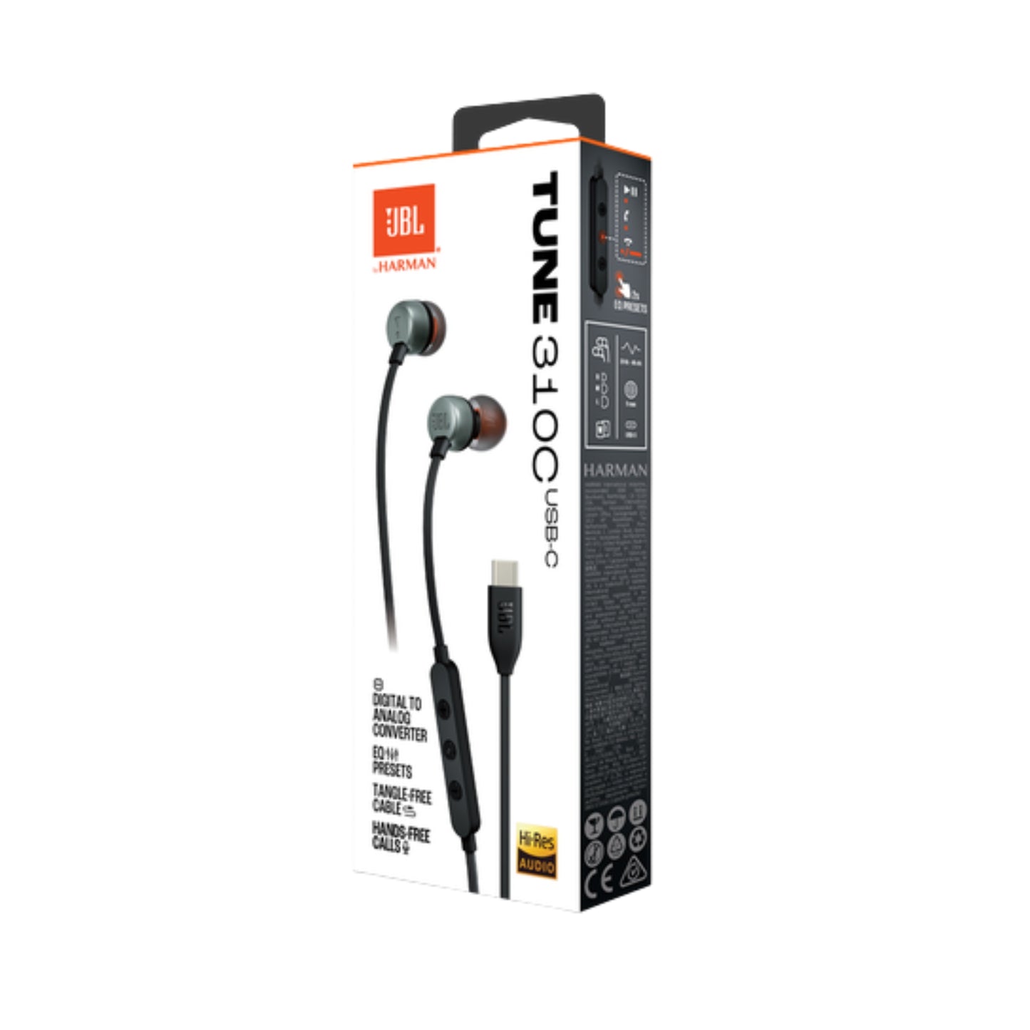 Audífono Jbl Tune 310c Usb-c In Ear Negro Con Micrófono