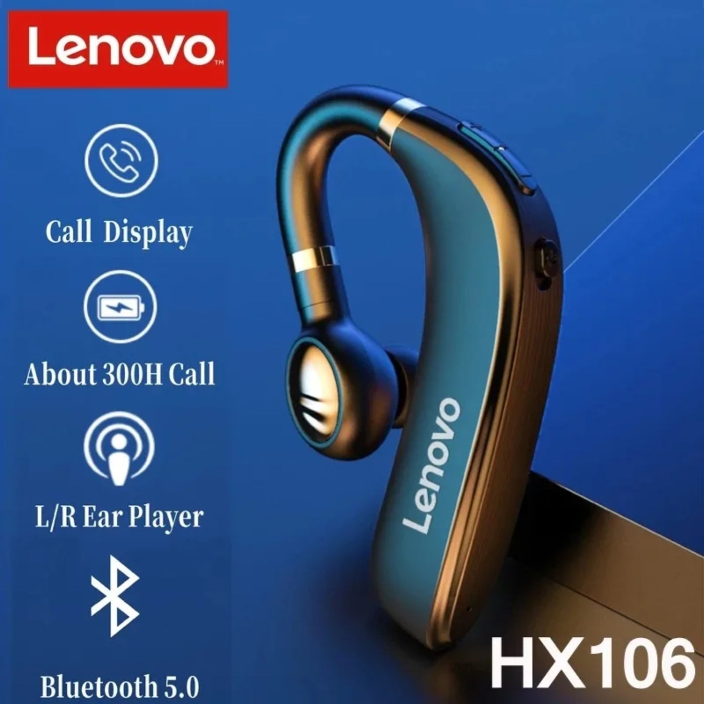 Audífono Bluetooth Lenovo HX106 Headset - Negro