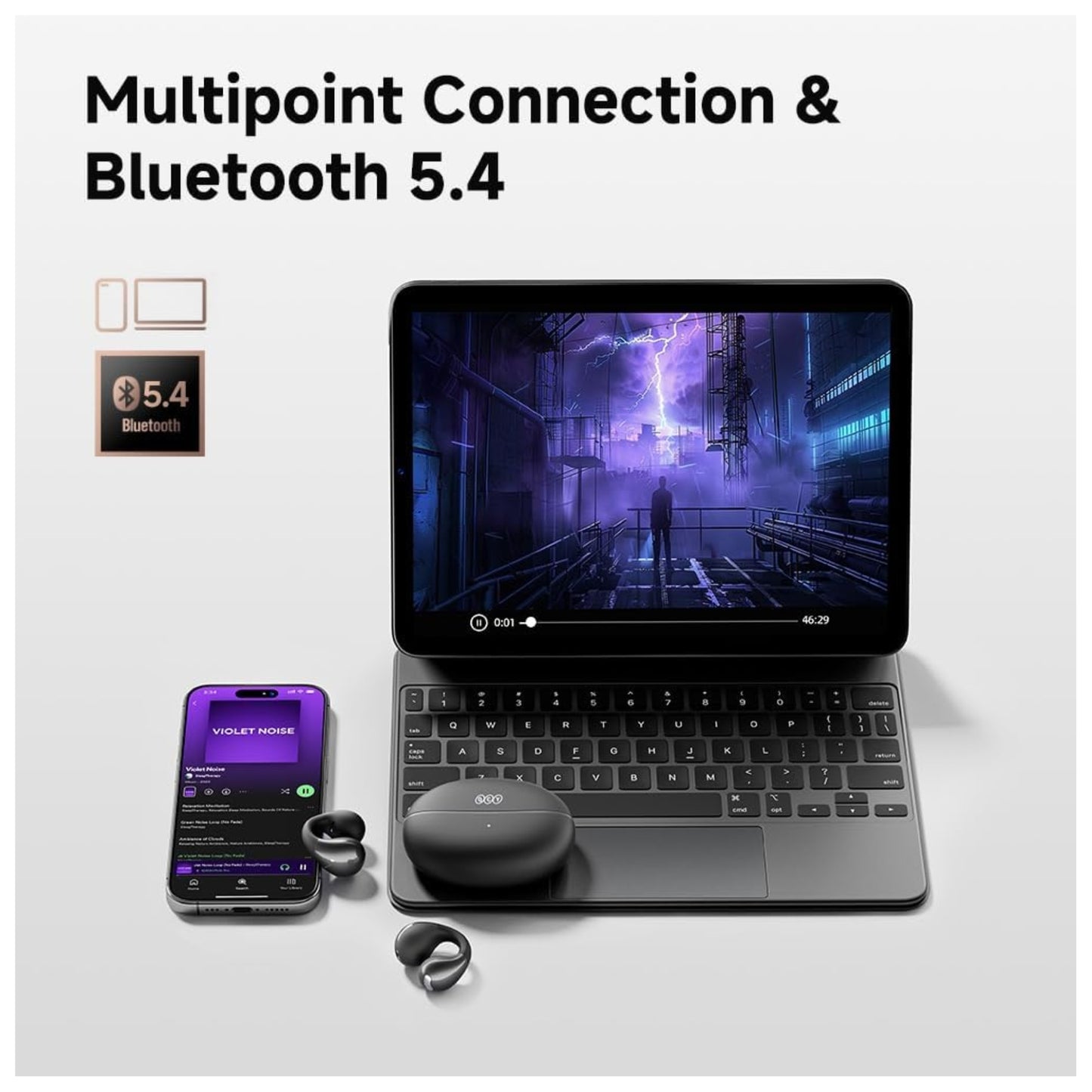 Audífono QCY Crossky C30 Negro 25h Bluetooth micrófono ENC