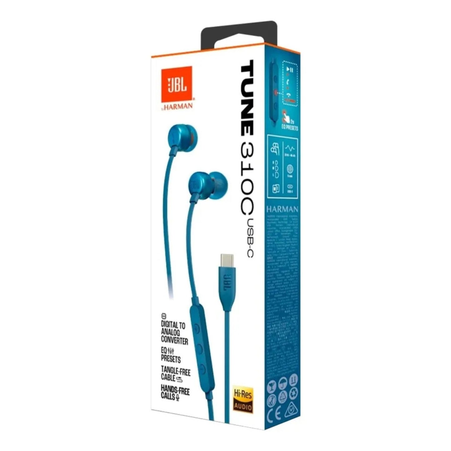 JBL Audifonos USB-C HI-RES Extra Bass + Ecualizador Tune 310C Azul
