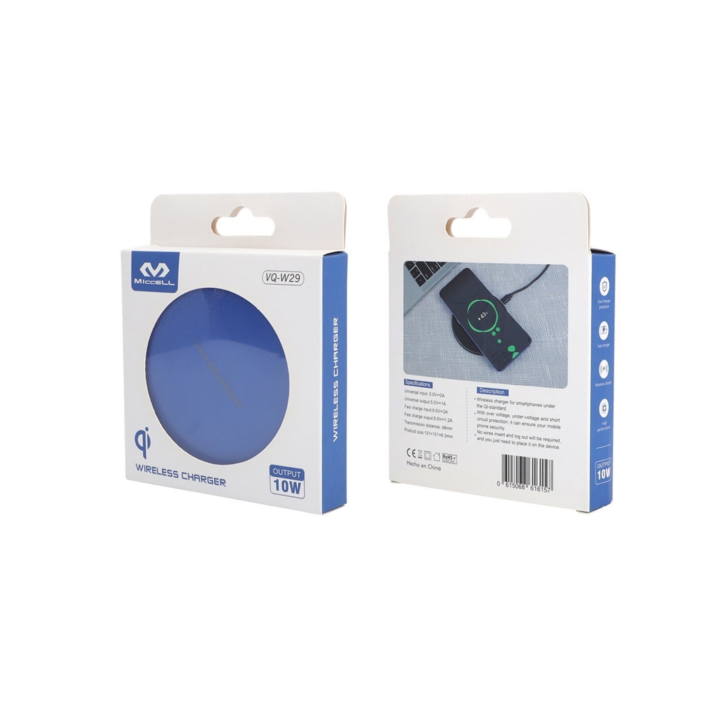 Cargador inalambrico - 10W, Incluye Cable USB