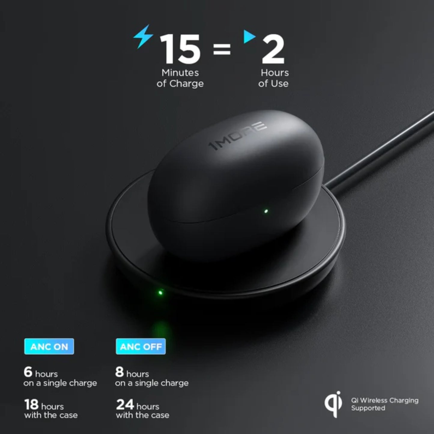 FU Audífono inalámbrico 1MORE Colorbuds 2 Negro ANC 24h