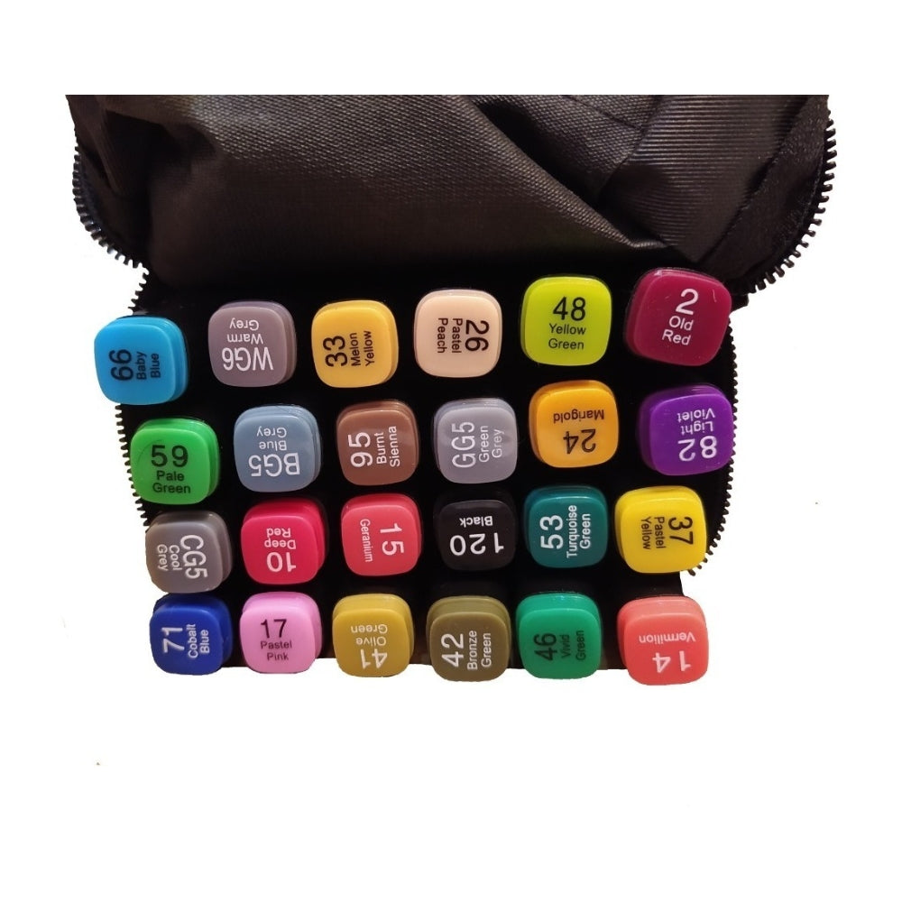 Set de 24 Plumones Doble Punta con Estuche