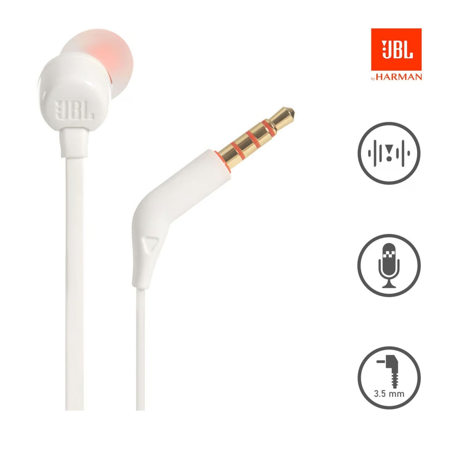 Audifono JBL Tune 110 Microfono Conector 3.5mm Blanco