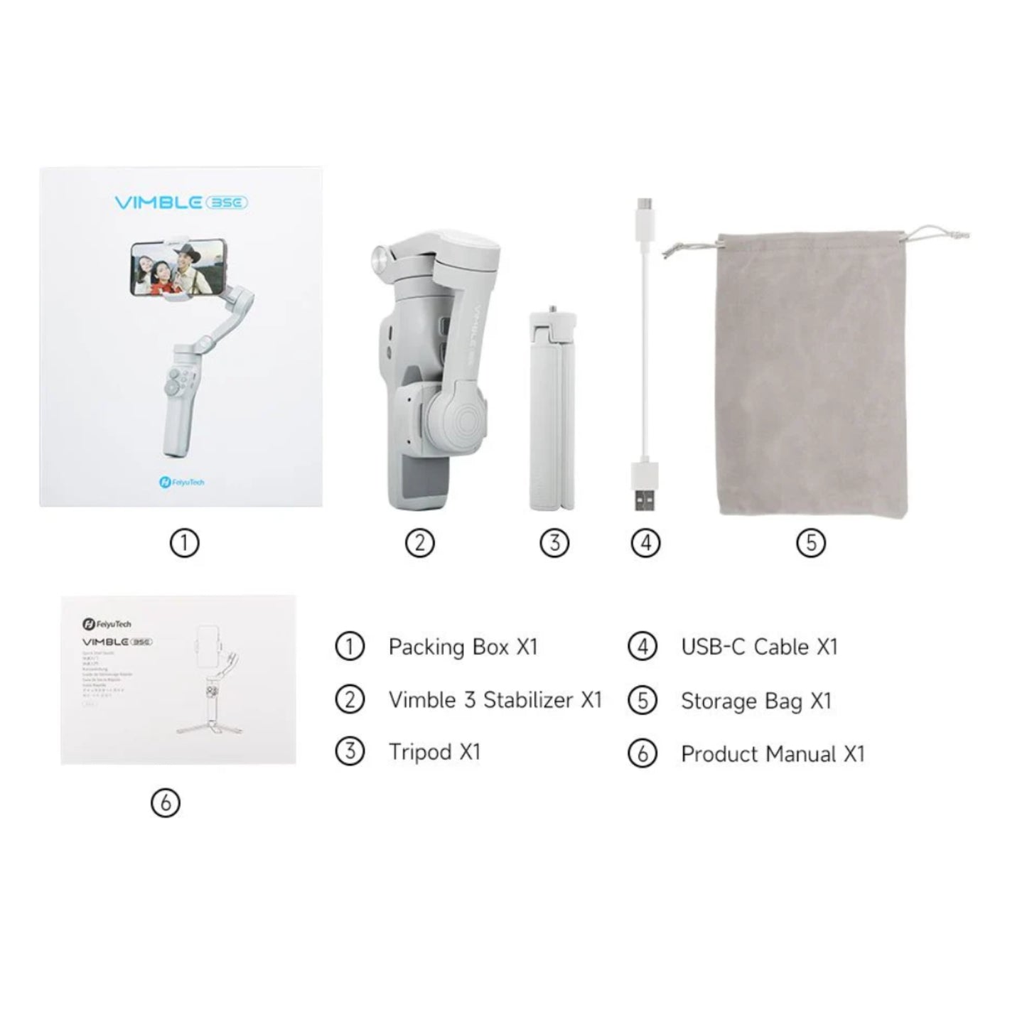 Estabilizador Portátil Para Celulares Feiyutech Vimble 3 Se Color Gris