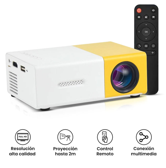 FU Mini Proyector Portatil Multimedia LED 1080P Con Control Remoto - Colores