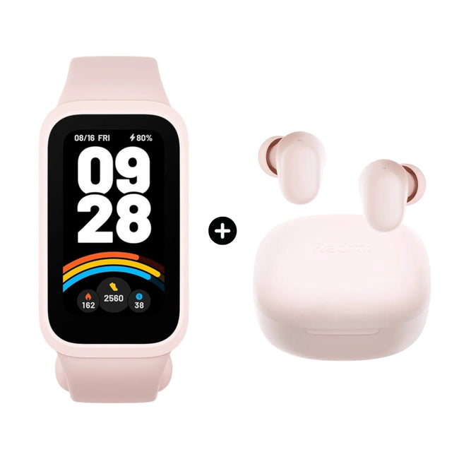 Xiaomi Redmi Smart Band 9 Active Rosado + Audifonos Xiaomi Redmi Buds 6 play - Colores