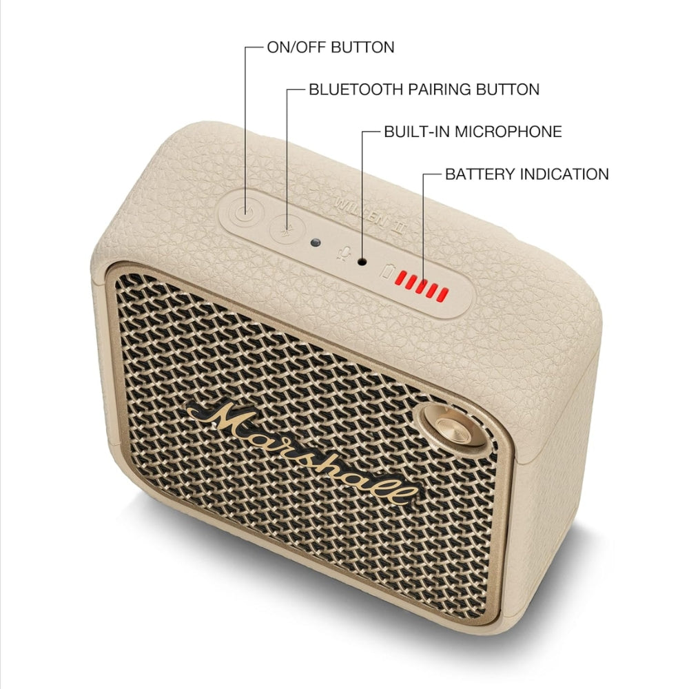 Parlante Bluetooth Portatil Marshall Willen II IP67 17Hrs Crema