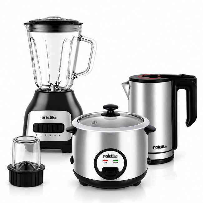 Practika - Tricombo Licuadora BL-600 1.6L + Arrocera POM-1K II 1.5L + Hervidor Inox 1.8L
