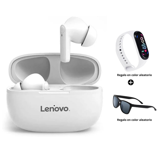 Audifonos Bluetooth Lenovo HT05 Blanco + Reloj pulsera y Lentes de sol de regalo