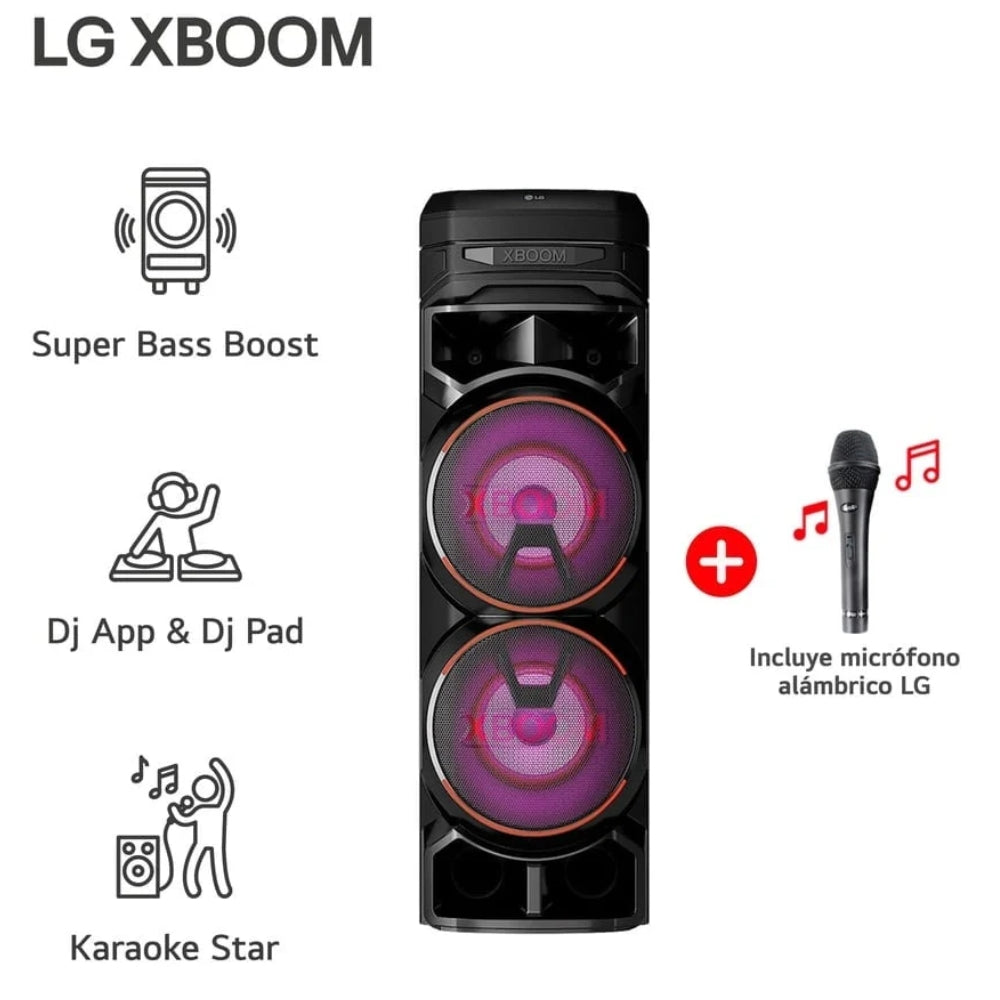 Torre de Sonido LG Xboom RNC9 1800W Multi-Bluetooth Karaoke Star + Microfono Inalámbrico