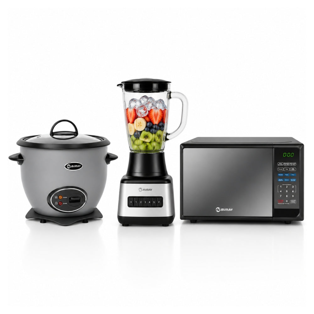 Combo Miray Olla Arrocera Gris 1.5L + Licuadora 1.5L + Horno Microondas 20L