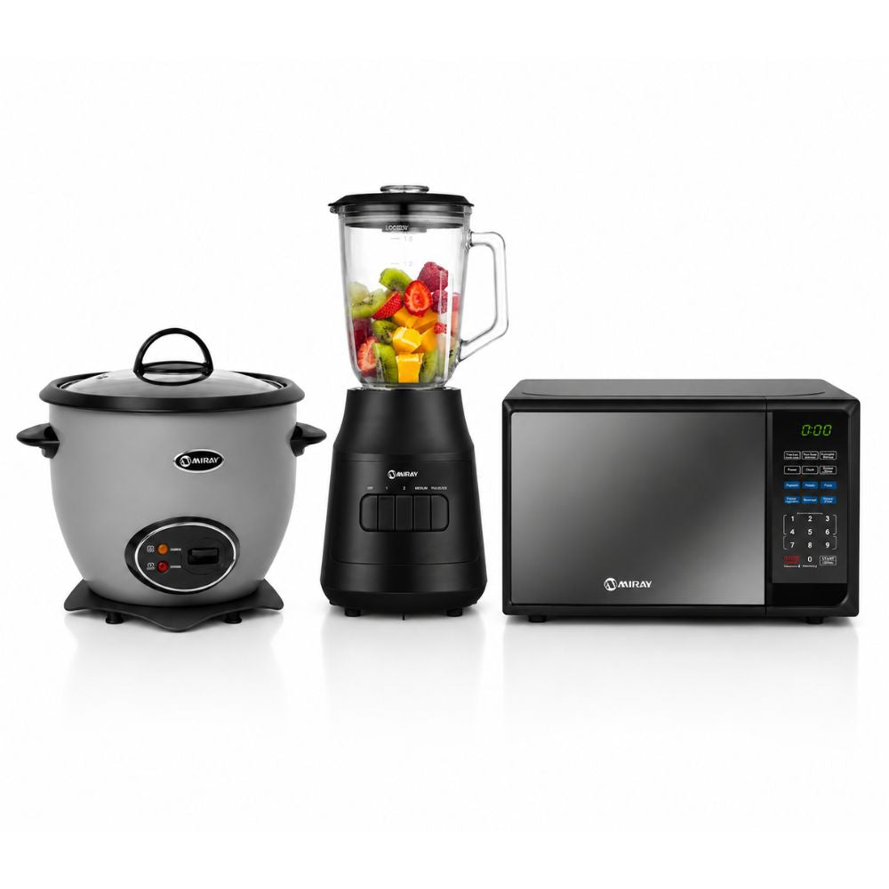 Combo Miray Olla Arrocera Gris 1.5L + Licuadora 1.5L 600W + Horno Microondas 20L