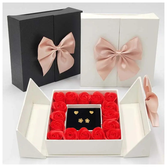 Gift Box Regalo Especial 16 Rosas + Aretes + Bolsa de Regalo