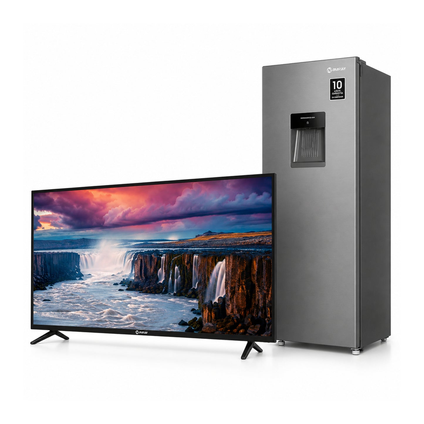Televisor Miray TV 50" 4K UHD Negro + Refrigeradora Miray 172L Gris