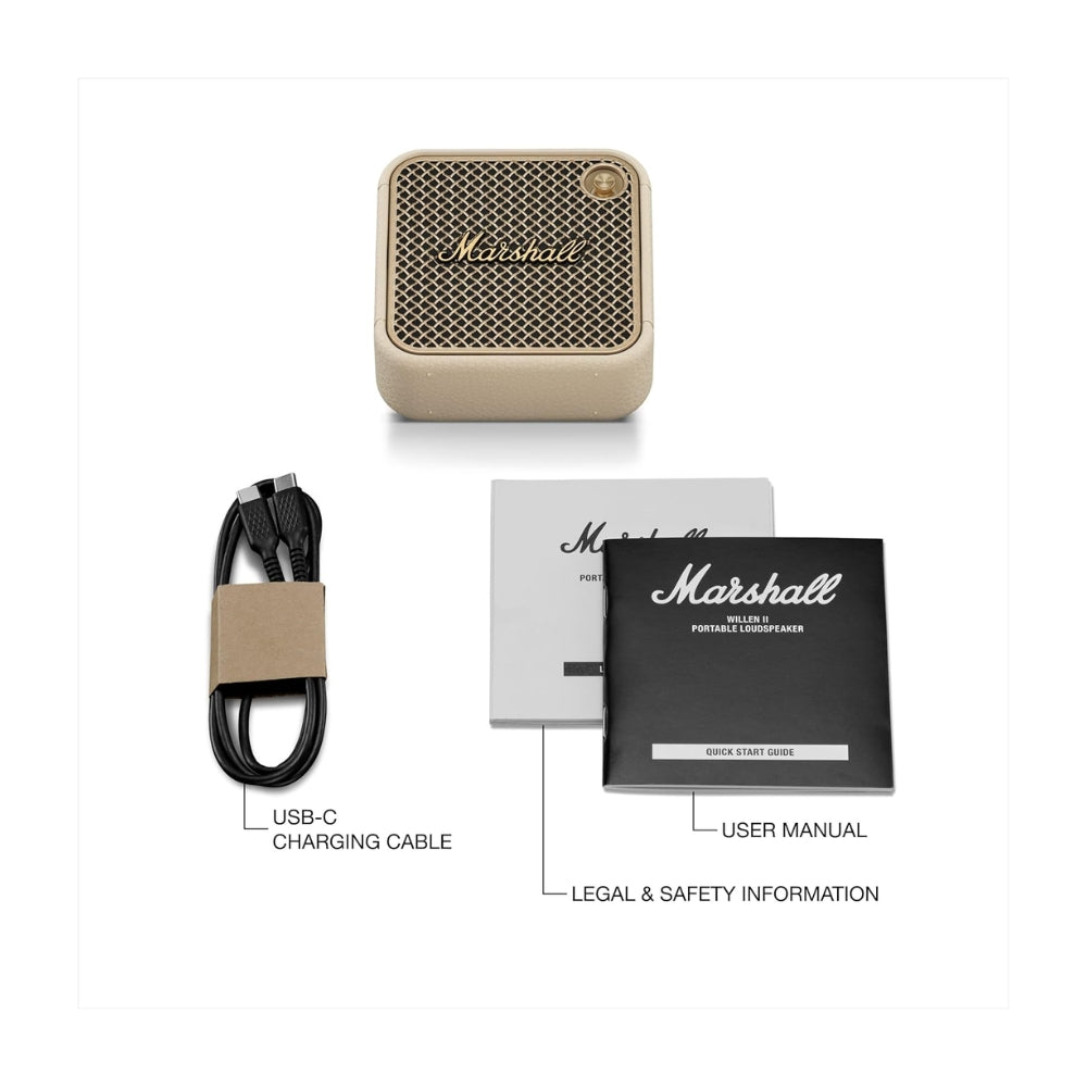 Parlante Bluetooth Portatil Marshall Willen II IP67 17Hrs Crema