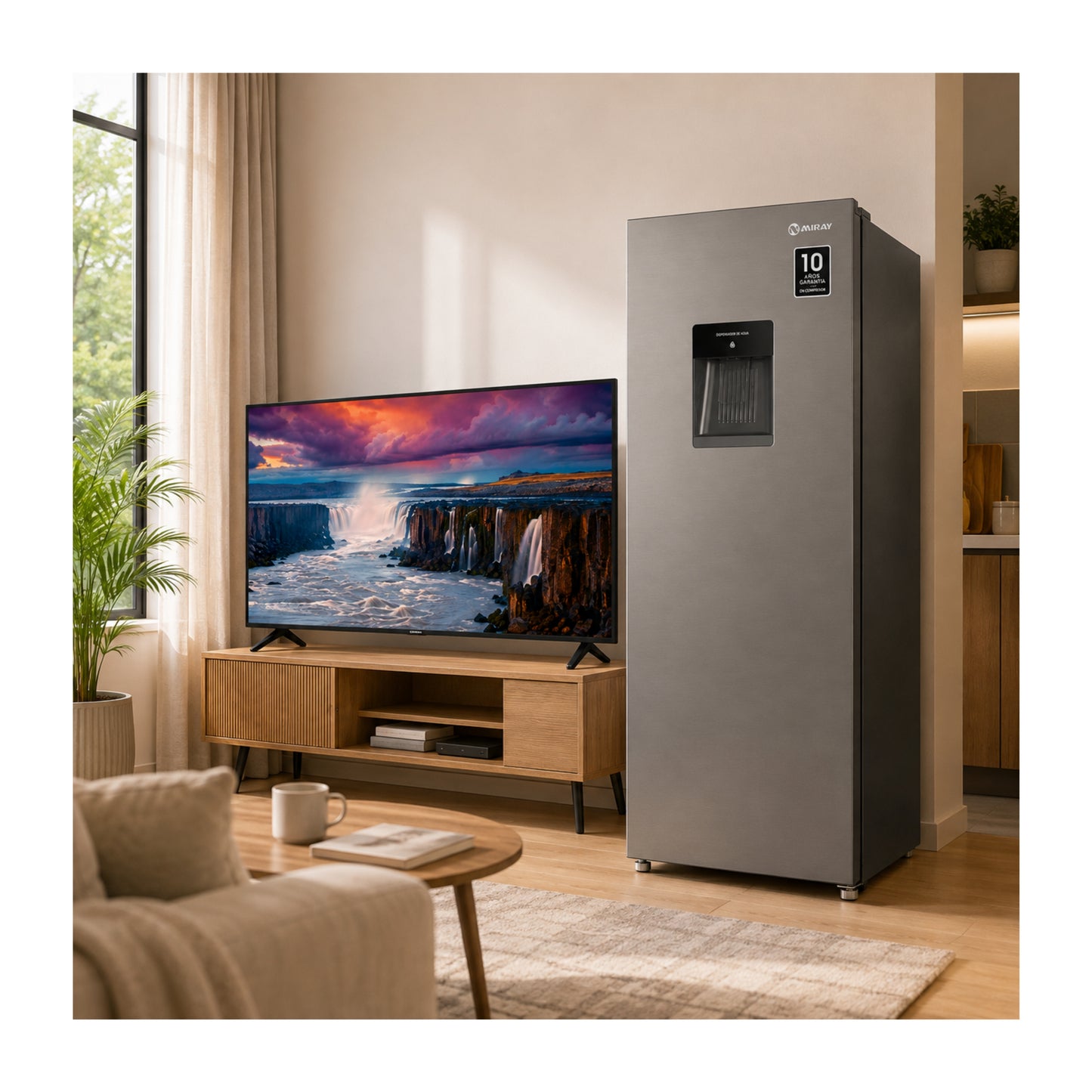 Televisor Miray TV 50" 4K UHD Negro + Refrigeradora Miray 172L Gris