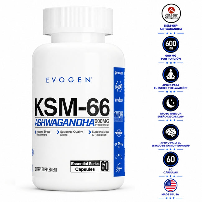 Ashwagandha Evogen KSM-66 600mg 60 Cápsulas