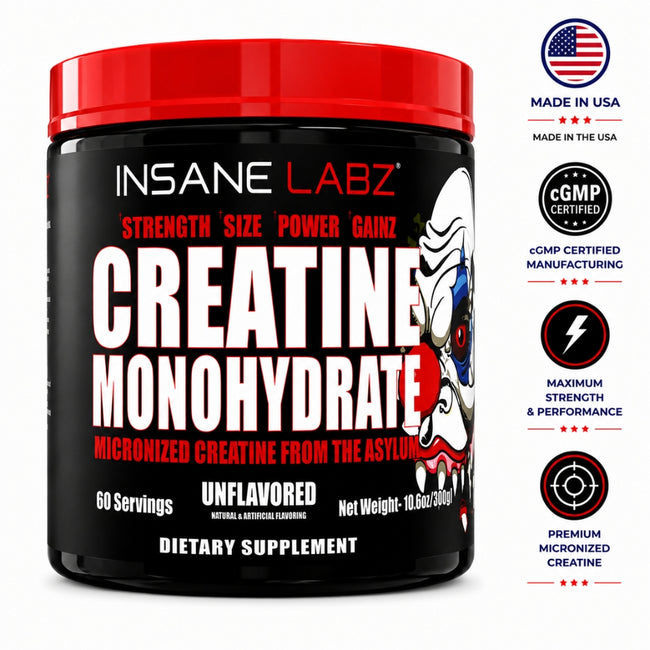 Creatina Insane Labz Monohidratada y Micronizada 300G 60 Servicios