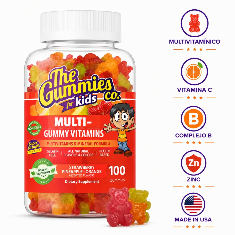 The Gummies Co Para Niños Gomitas Mega Multivitamínico Fresa y Piña