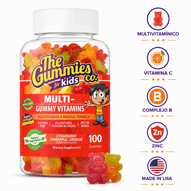 The Gummies Co Para Niños Gomitas Mega Multivitamínico Fresa y Piña