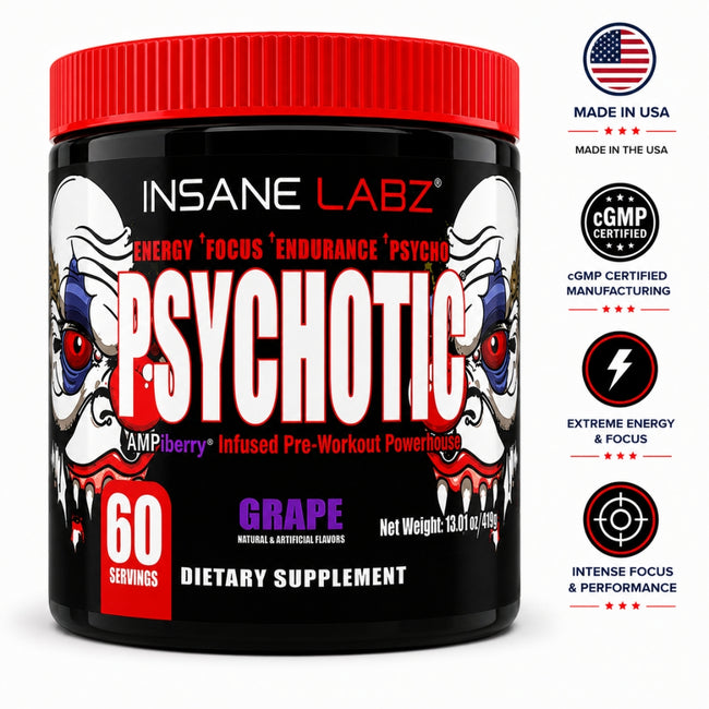 Pre Entreno Insane Labz Psychotic 419G 60 Servings Pre-Workout Grape