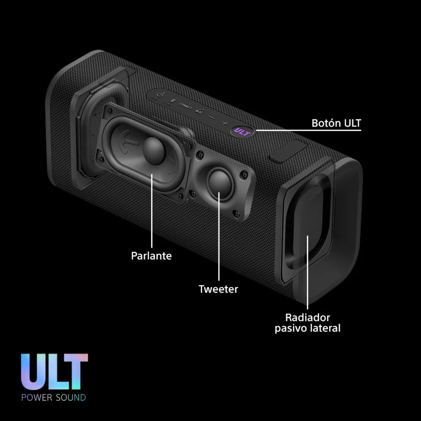 ⁠Parlante para fiesta Sony SRS-ULT30 24hrs Waterproof ULT FIELD 3 Negro