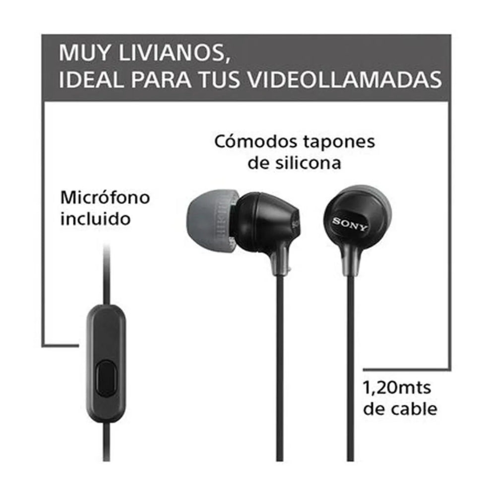 Audífono Sony EX15AP Con Micrófono Negro