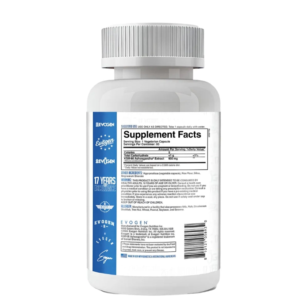 Ashwagandha Evogen KSM-66 600mg 60 Cápsulas