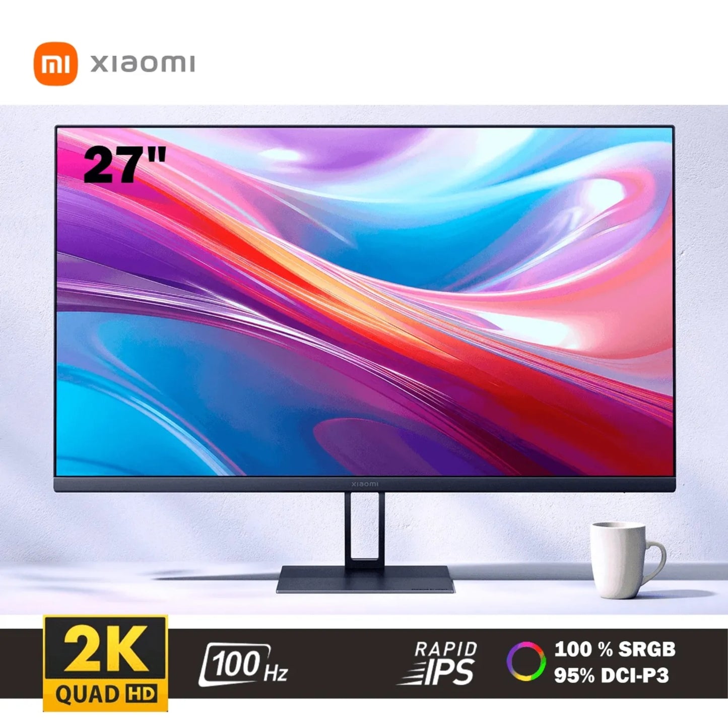 Monitor Gamer Xiaomi A27QI 27" 2K Ultra Nítida 180Hz Negro