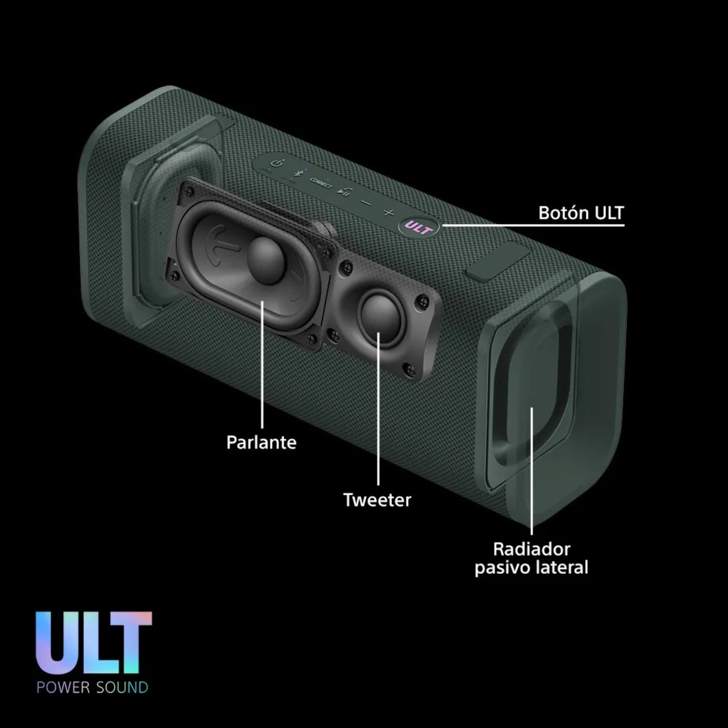 ⁠Parlante para fiesta Sony SRS-ULT30 24hrs Waterproof ULT FIELD 3 Verde