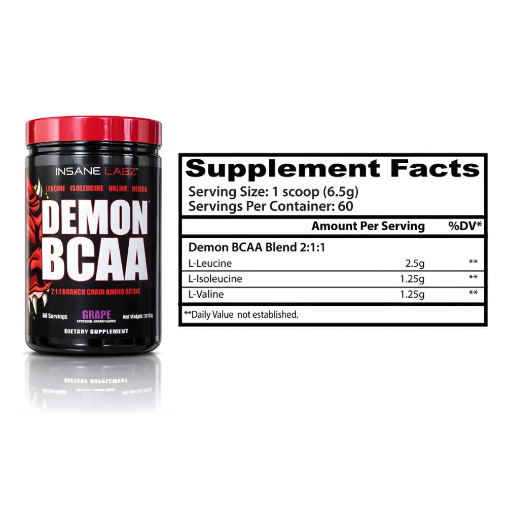 Demon BCAA Insane Labz Grape 60 Servicios Aminoácidos 2:1:1