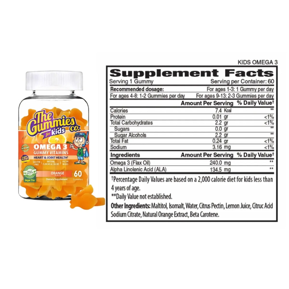 The Gummies Co. Para Niños Gomitas de Omega 3 60 Gomitas sabor Naranja