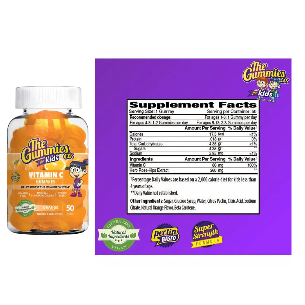 The Gummies Co.Para Niños Gomitas de Vitamina C 50 Sabor Naranja