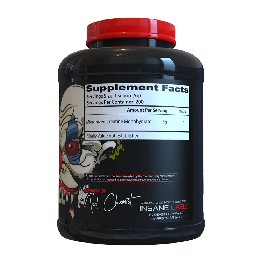 Creatina Insane Labz Monohidratada y Micronizada 1 KG 200 Servicios