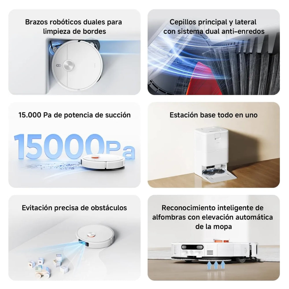 Robot Aspirador Xiaomi Vacuum H50 Pro 15000Pa Trapeador Autolavado Blanco