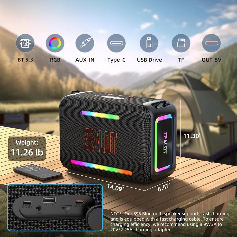 Parlante Bluetooth Zealot S95 120W Negro