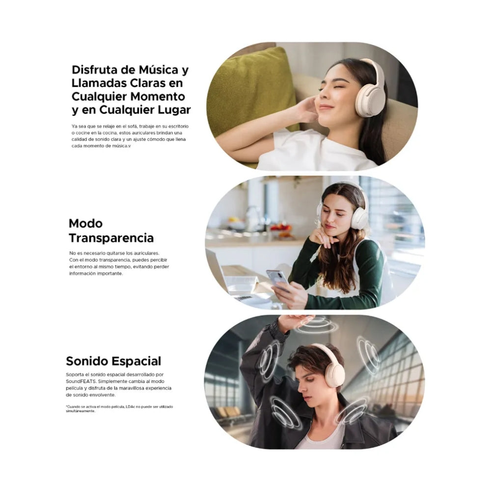 Audifono Soundpeats Space Pro Negro Anc Hibrido