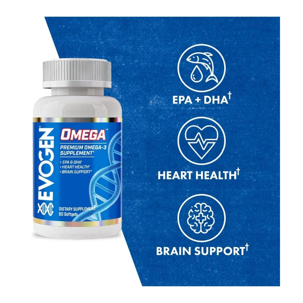 Omega 3 Evogen Fish Oil 3000mg 90 Cápsulas EPA 1200 DHA 900