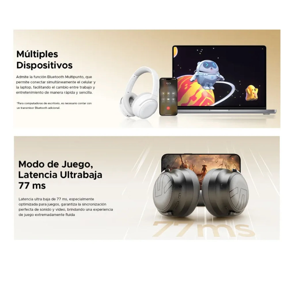 Audifono Soundpeats Space Pro Negro Anc Hibrido