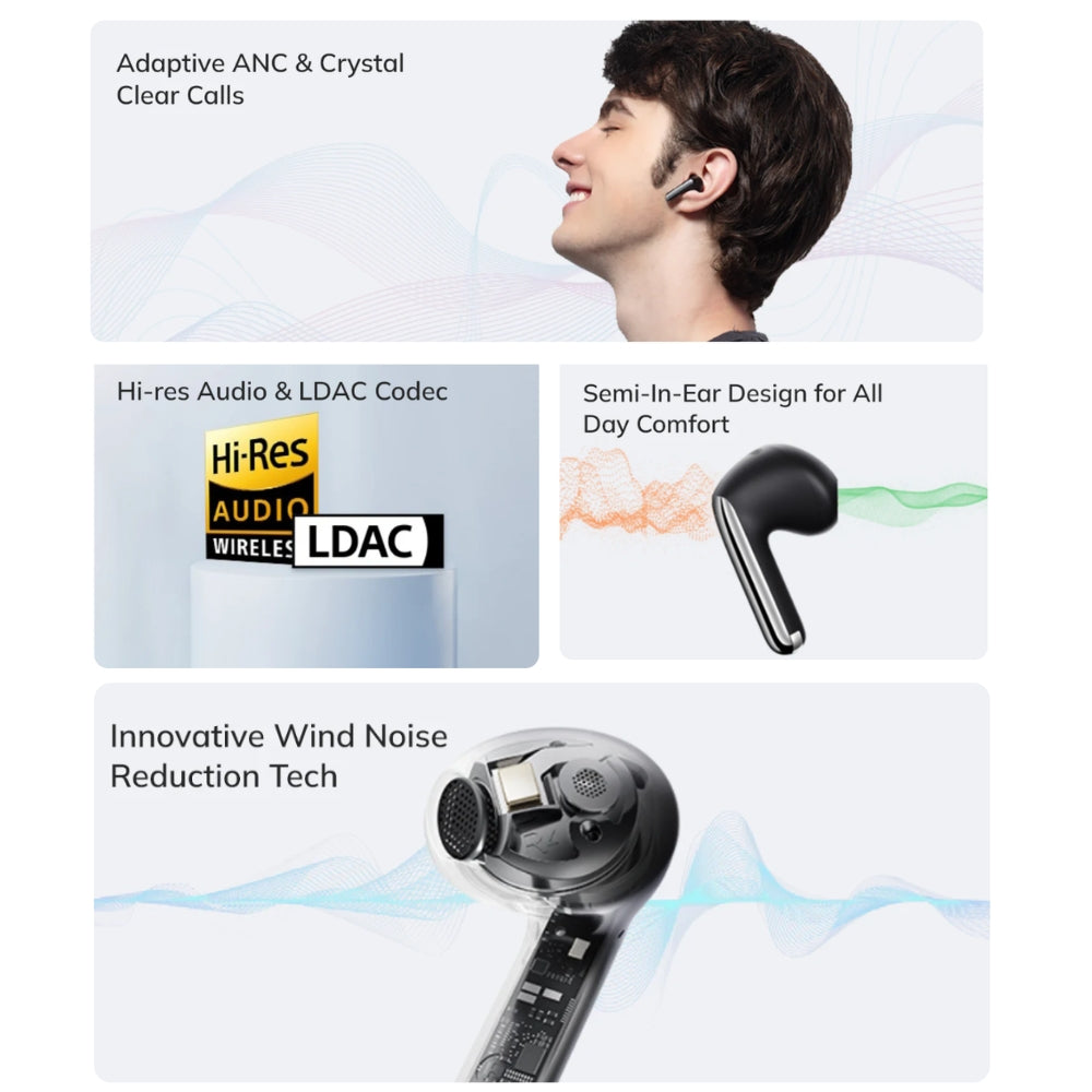 Audífono QCY Ailybuds Pro + ANC Negro 28h Hi-Res Bluetooth