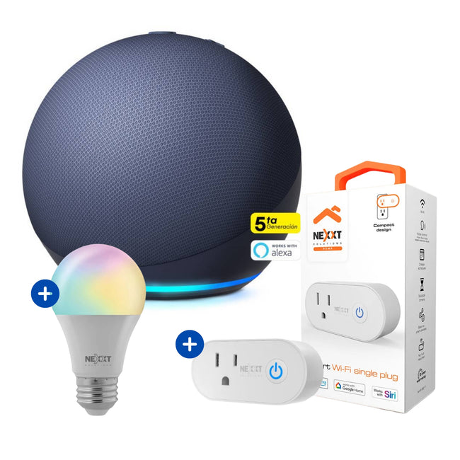 Amazon Alexa Echo Dot 5ta Gen Azul + Foco inteligente + Enchufe inteligente