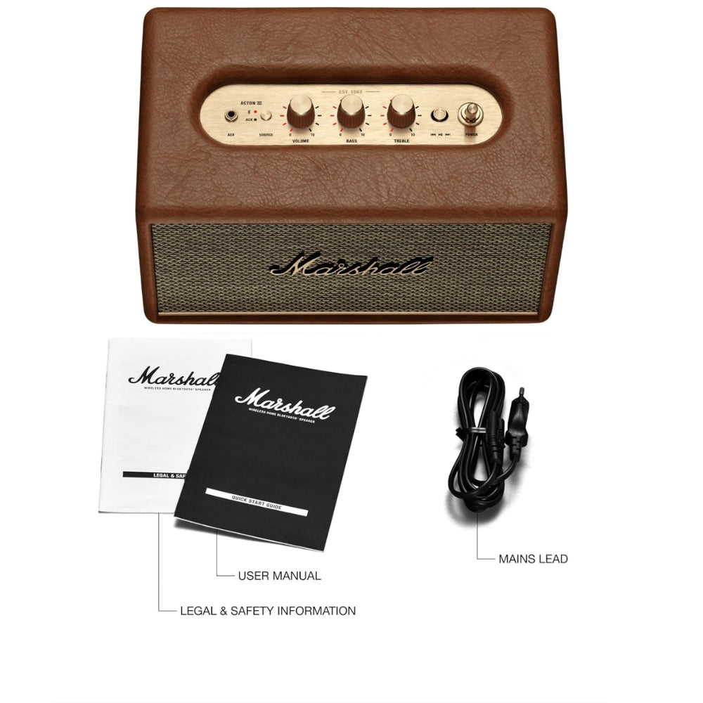 Parlante Bluetooth Marshall Acton III BT5.2 30 Watts Marrón