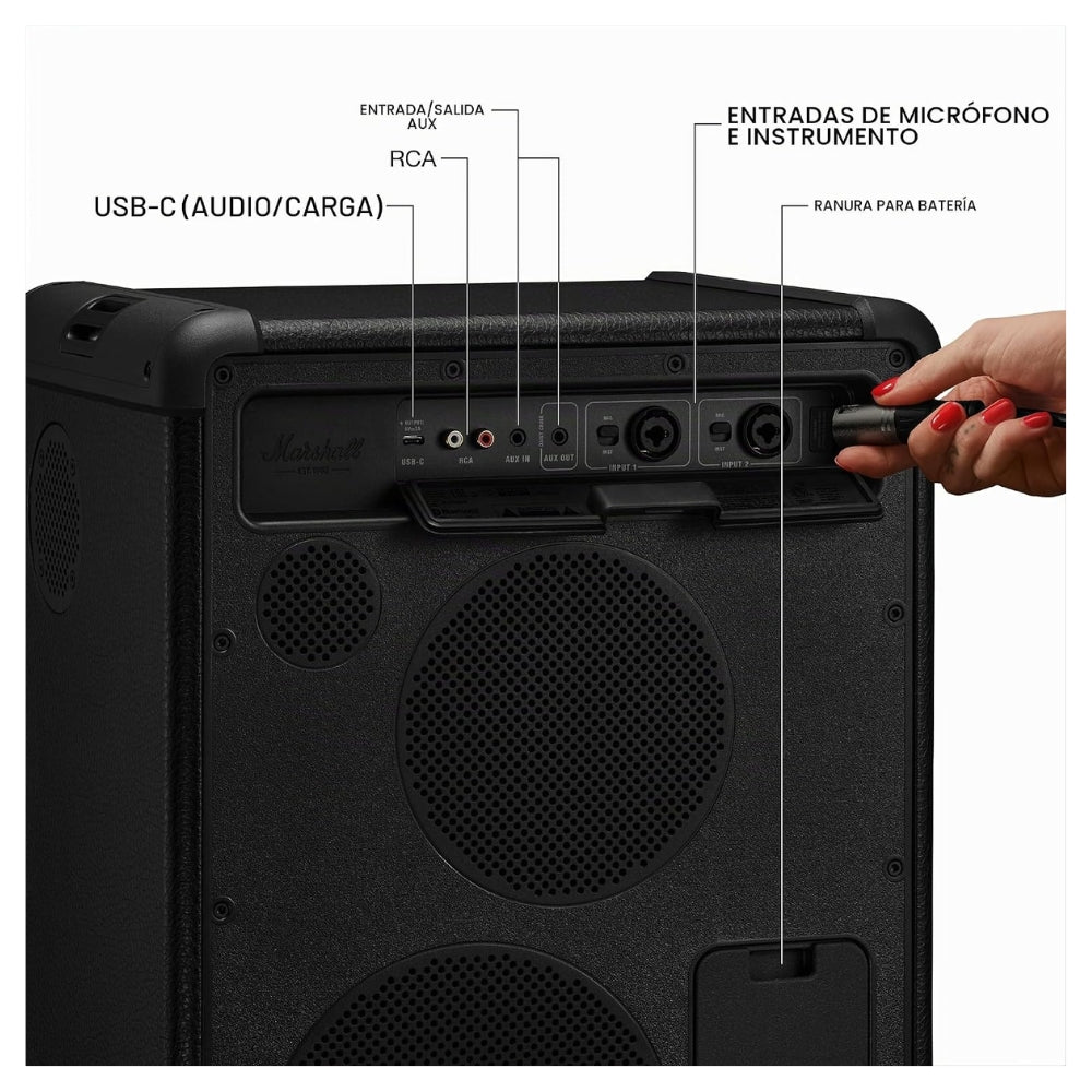 Parlante Marshall Bromley 450 Negro 40 horas 400W con luces y asa