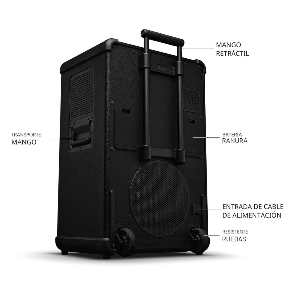 Parlante Marshall Bromley 750 Negro 40 horas 500W con luces y ruedas