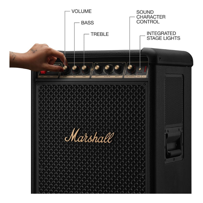 Parlante Marshall Bromley 750 Negro 40 horas 500W con luces y ruedas