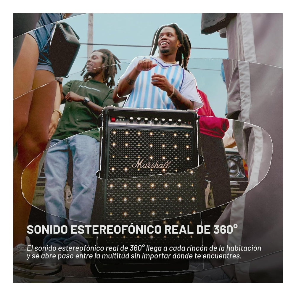 Parlante Marshall Bromley 750 Negro 40 horas 500W con luces y ruedas